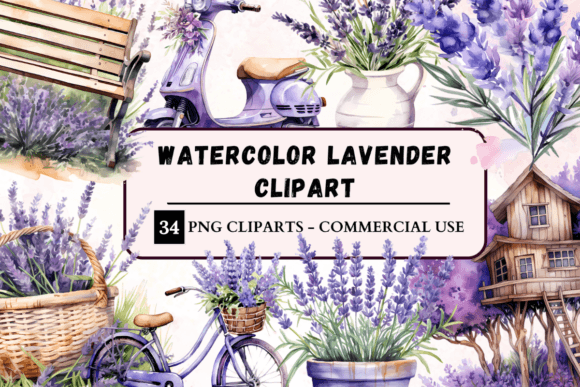 Download Watercolour Lavender Clipart - Clipart Collection