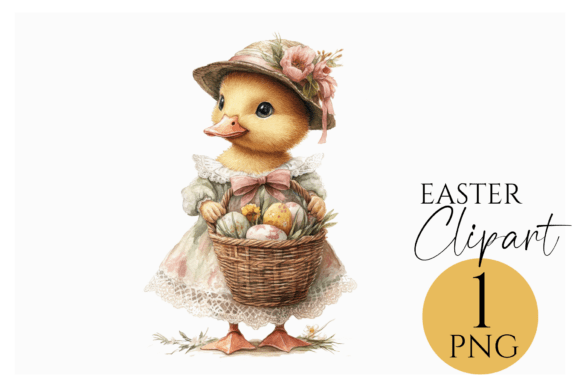 Download Vintage Easter Duck Clipart PNG Download - Clipart Collection