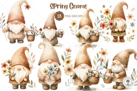 Download Watercolor Vintage Spring Gnome Clipart - Clipart Collection