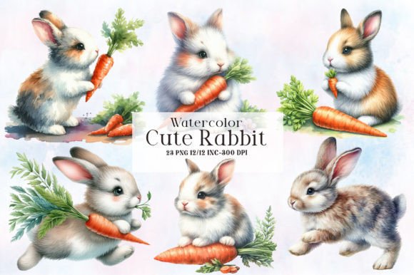 Download Cute Rabbit Clipart Bundle - Clipart Collection