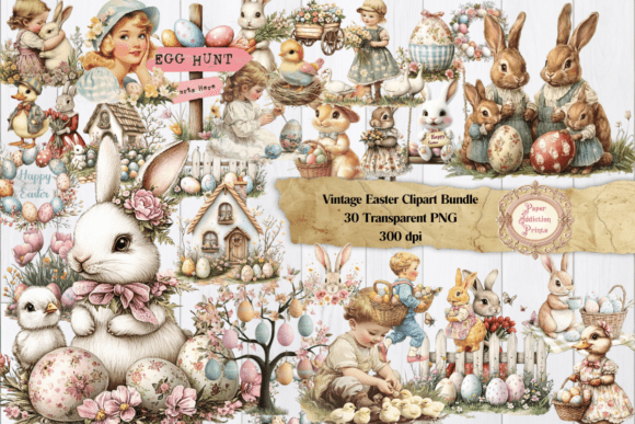 Download Vintage Easter Clipart Bundle - Clipart Collection