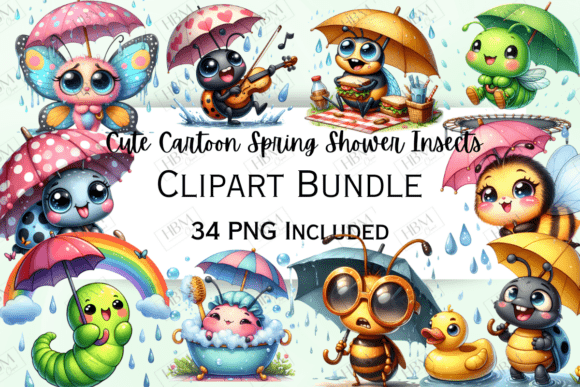Download Cute Spring Shower Insect Clipart - Clipart Collection