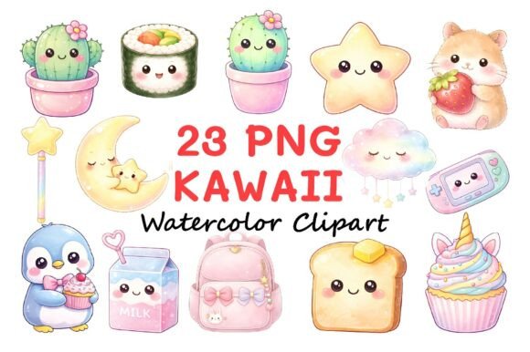 Download Cute Kawaii Clipart PNG Bundle - Clipart Collection