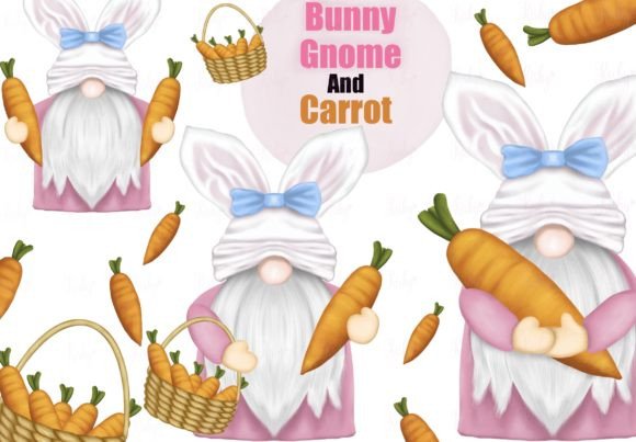 Download Easter Bunny Gnome and Carrot Clipart. - Clipart Collection