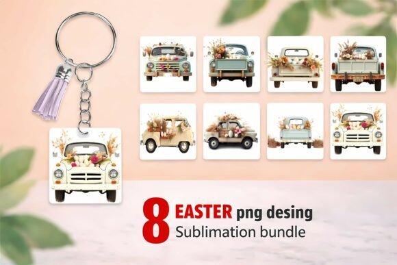 Download "8 Easter Vintage Car with Eggs PNG Subl - Premium Resources