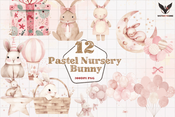 Download Pastel Nursery Bunny Clipart PNG - Clipart Collection