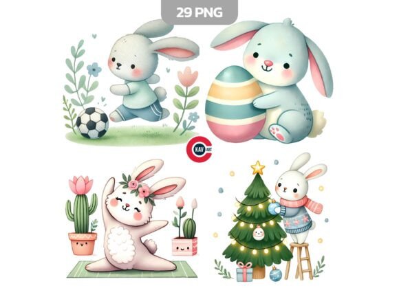Download Cute Bunny Playful Nursery Bunny Clipart - Clipart Collection