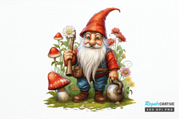Download Cute Garden Gnome Clipart Png Design - Clipart Collection