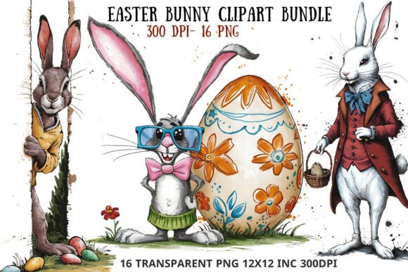 Download Whimsical Easter Bunny Clipart Bundle - Clipart Collection