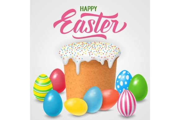 Download Happy Easter Lettering with Colored Eggs - Happy easter Collection