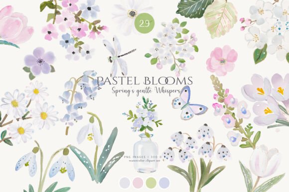 Download Spring Florals Pastel Flowers Clipart - Clipart Collection