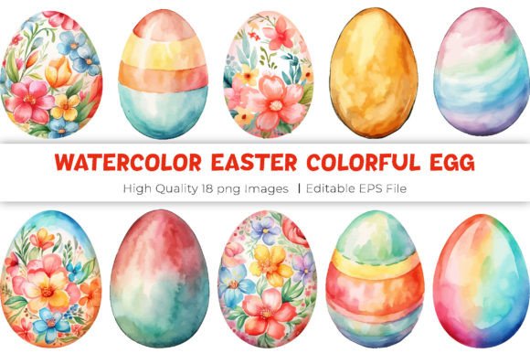 Download Watercolor Easter Colorful Egg Clipart - Clipart Collection