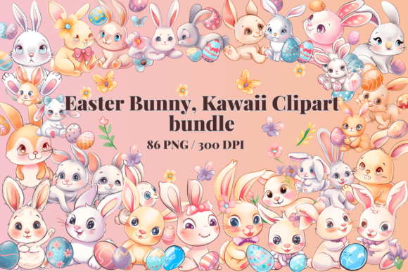 Download Easter Bunny, Kawaii Clipart Bundle - Clipart Collection