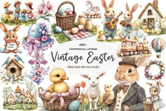 Download Vintage Easter Illustrations Clipart - Clipart Collection