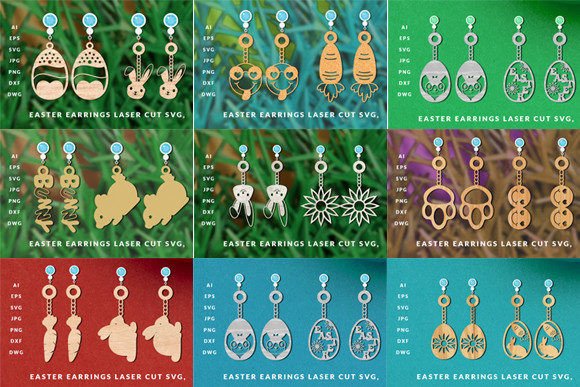 Download Happy Easter Earrings Laser Cut Bundle - Happy easter Collection