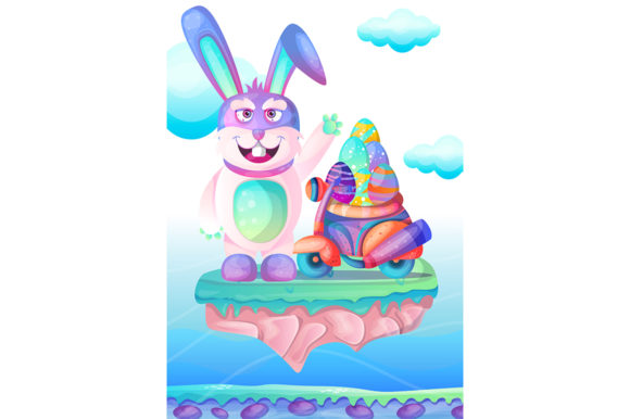 Download Happy Easter Bunny with Colored Eggs - Happy easter Collection