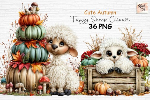 Download Cute Autumn Fuzzy Sheep Clipart PNG - Clipart Collection