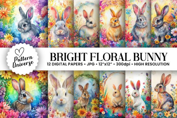 Download Watercolor Floral Bunny Backgrounds - Floral bunny Collection