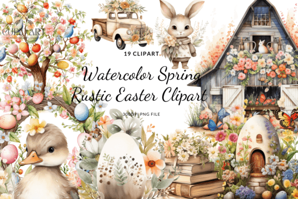 Download Watercolor Spring Rustic Easter Clipart - Clipart Collection