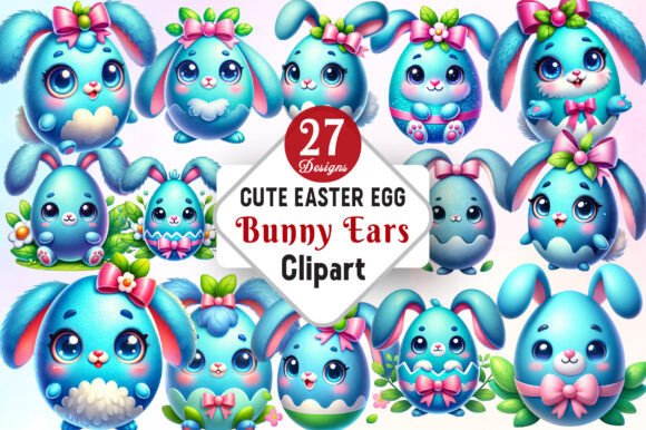 Download Cute Easter Egg with Bunny Ears Clipart - Clipart Collection