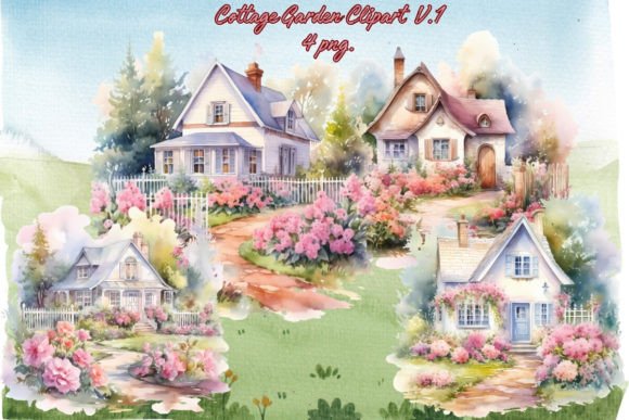 Download Watercolor Cottage Garden Clipart V.1 - Clipart Collection