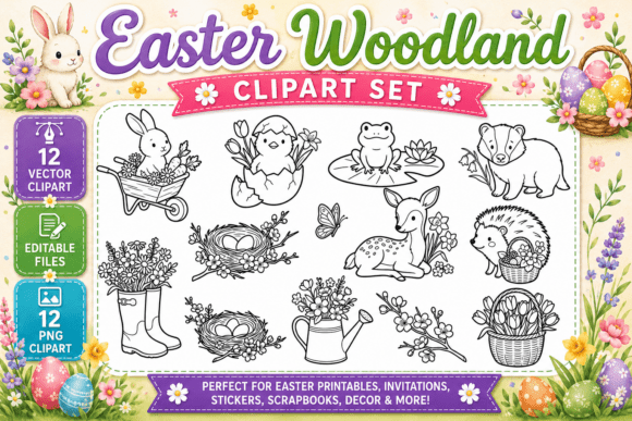 Download Easter Woodland Digital Clipart PNG - Clipart Collection