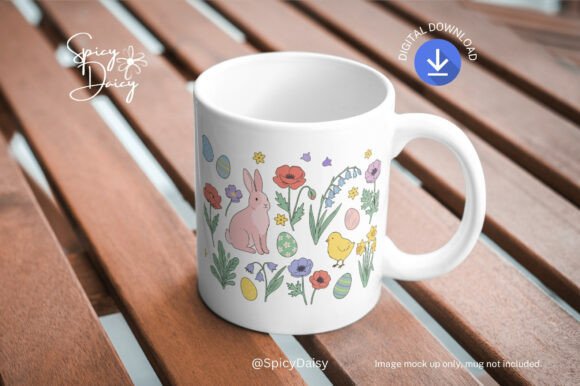 Download Easter Bunny Spring Flowers Clipart Set - Clipart Collection