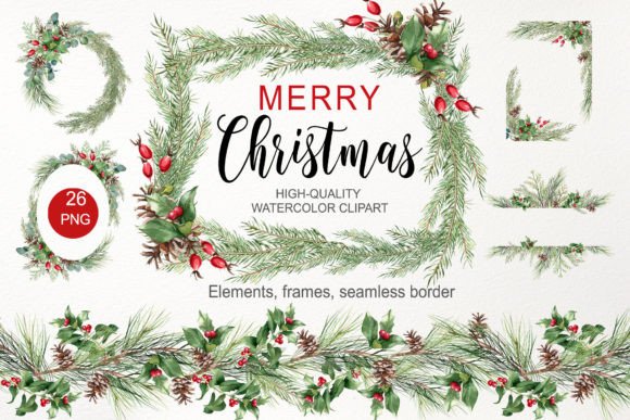 Download Watercolor Christmas Greenery Clipart - Clipart Collection