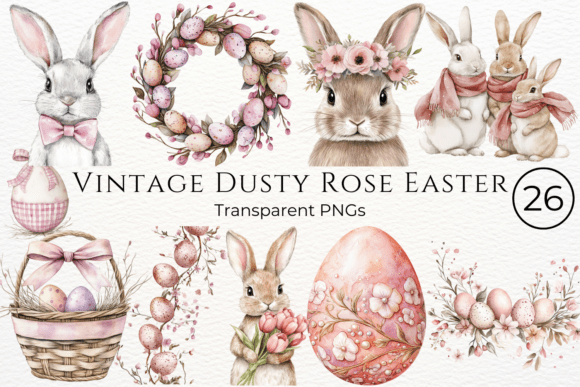 Download Vintage Dusty Rose Easter Cliparts - Clipart Collection