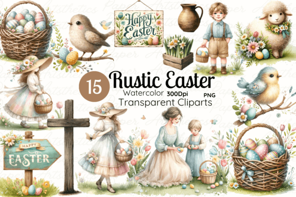 Download Watercolor Rustic Easter Clipart - Clipart Collection