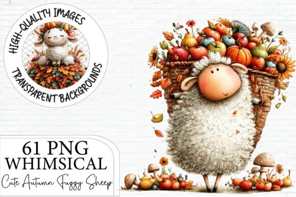 Download Cute Autumn Fuzzy Sheep Clipart Bundle - Clipart Collection