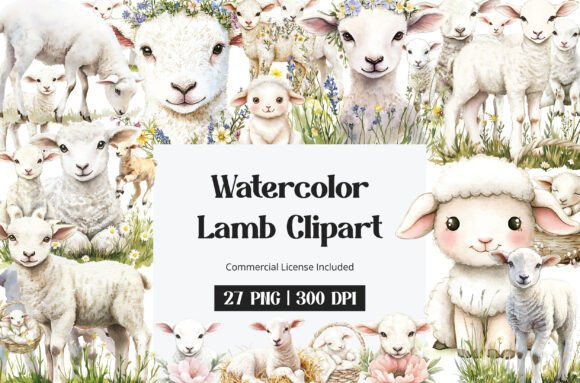 Download Watercolor Lamb Clipart - Clipart Collection