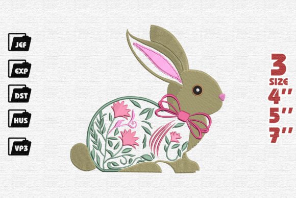 Download Floral Bunny Embroidery Design - Floral bunny Collection