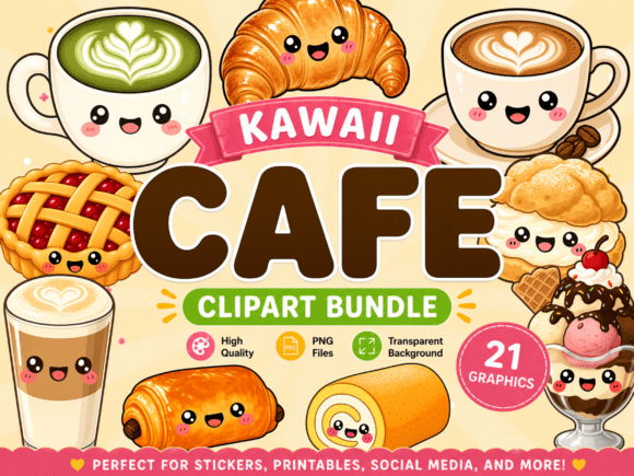 Download Cafe Kawaii Clipart PNG Coffee Bundle - Clipart Collection