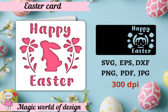 Download Happy Easter Card Svg, Bunny with Flower - Happy easter Collection