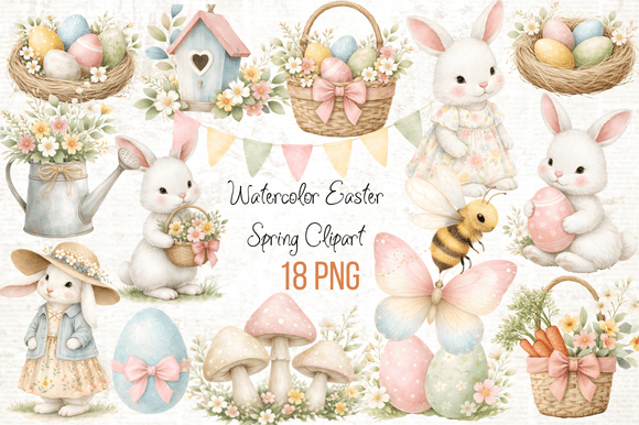 Download Watercolor Easter Spring Clipart PNG - Clipart Collection