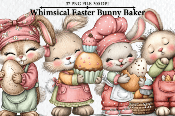 Download Whimsical Easter Bunny Baker Clipart - Clipart Collection