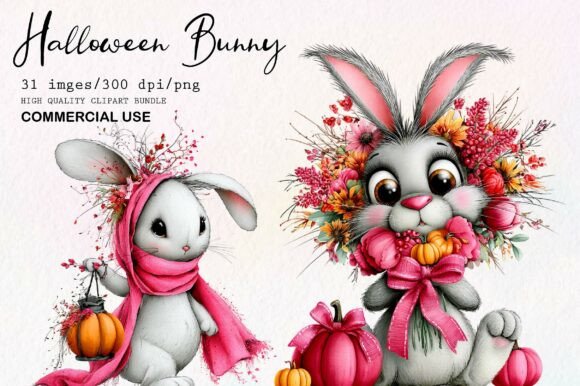 Download Pink Halloween Bunny Clipart Bundle - Clipart Collection