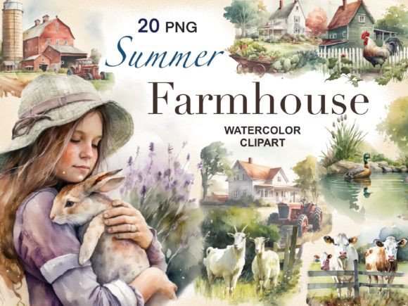 Download Watercolor Summer Farmhouse Clipart - Clipart Collection