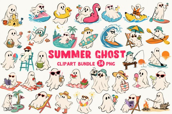 Download Summer Ghost Halloween Clipart Bundle - Clipart Collection