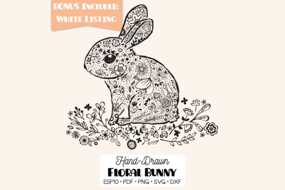 Download Floral Bunny with Wreath | Hand Drawn - Floral bunny Collection