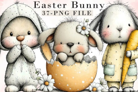 Download Whimsical Easter Bunny Clipart - Clipart Collection