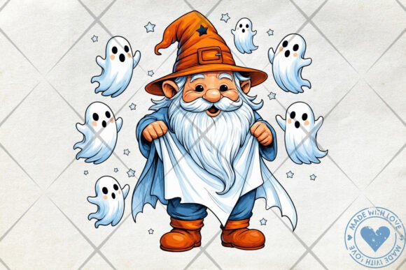 Download Halloween Gnome with Ghosts Clipart PNG - Clipart Collection