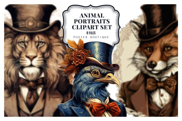 Download Victorian Animal Portraits Clipart Set - Clipart Collection