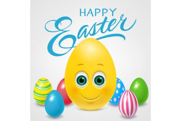 Download Happy Easter Lettering with Colored Eggs - Happy easter Collection