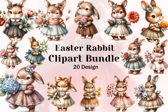 Download Easter Rabbit Nursery Clipart Bundle - Clipart Collection