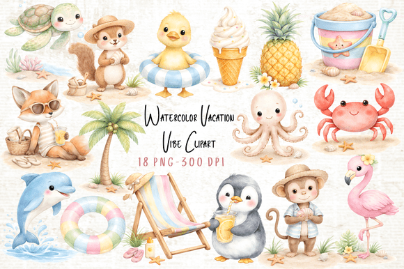 Download Watercolor Vacation Vibe Clipart PNG - Clipart Collection