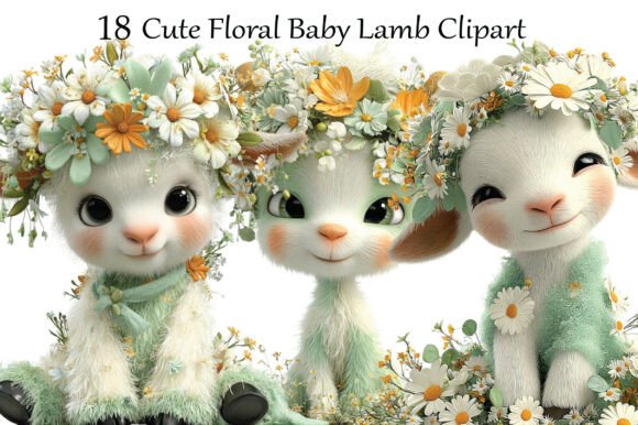 Download Cute Floral Baby Lamb Clipart - Clipart Collection