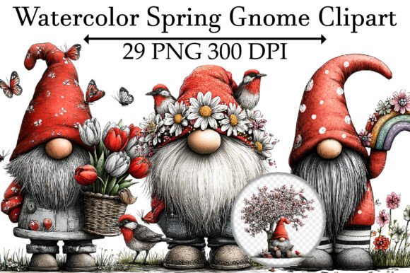 Download Watercolor Spring Gnome Clipart - Clipart Collection