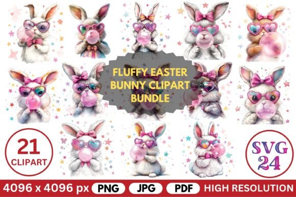 Download Fluffy Easter Bunny Clipart Bundle - Clipart Collection